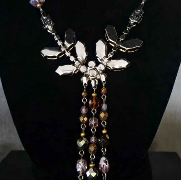 NICKY BUTLER Honey Multi Crystal & Rhinestone Tassel Designer NB Necklace NWT - Picture 7 of 13